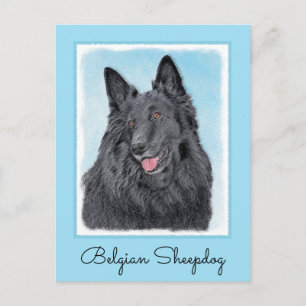 Carte Postale Peinture belge Sheepdog - Cute Original Chien Art