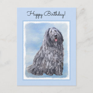Carte Postale Peinture Bergamasco Sheepdog - Chien original mign