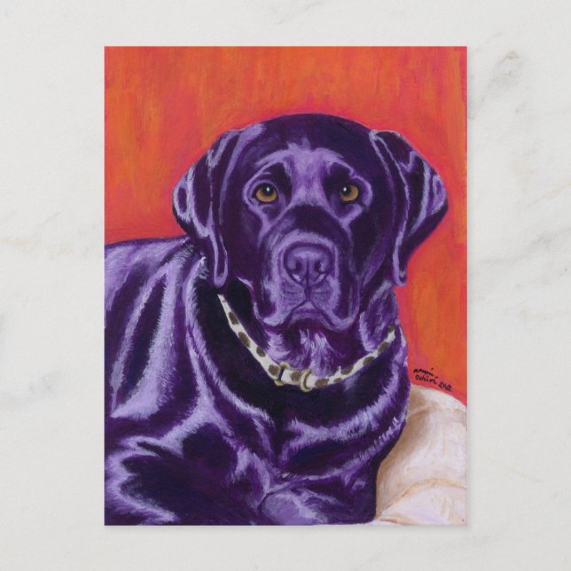 Carte Postale Peinture Black Labrador (Devant)