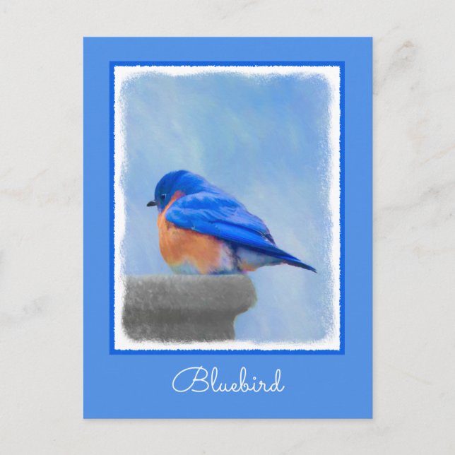 Carte Postale Peinture Bluebird - Art original pour oiseaux (Devant)