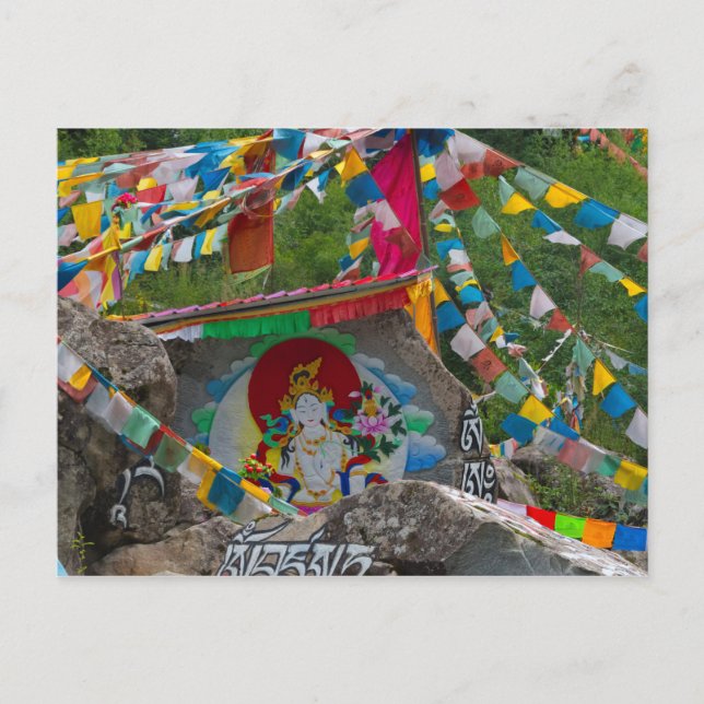 Carte Postale Peinture bouddhiste sur rochers (Devant)