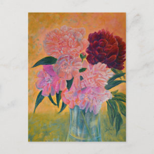 Carte Postale Peinture Bouquet de Pivoines