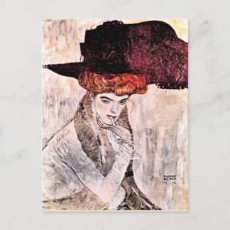 Carte Postale Peinture célèbre de Gustav Klimt, Der Schwarze Hut