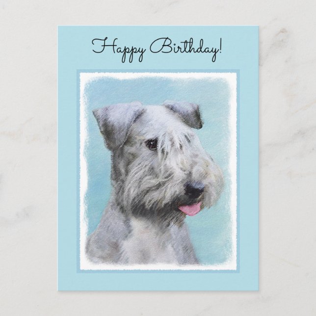 Carte Postale Peinture Cesky Terrier - Cute Original Chien Art (Devant)