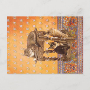 CARTE POSTALE PEINTURE CHAT ET CUISINE