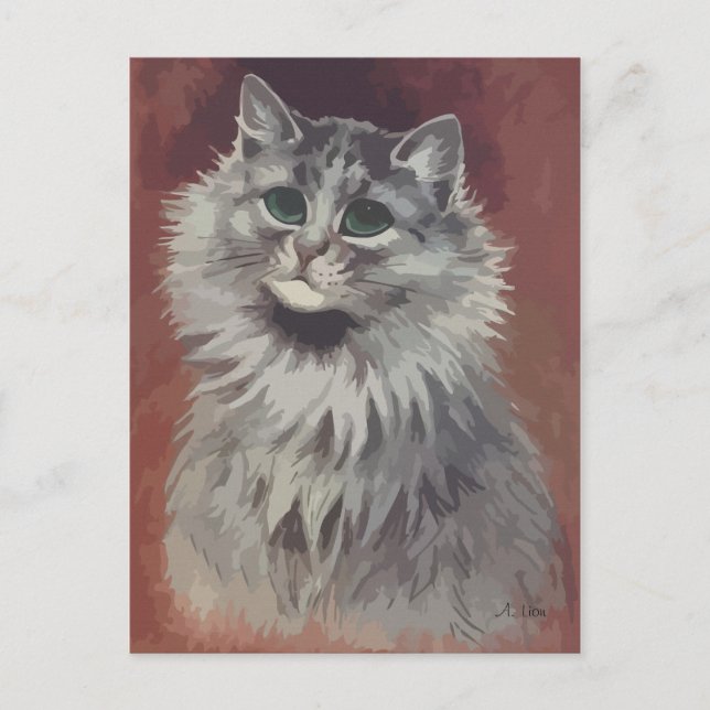 Carte Postale Peinture chat persan n° 5 (Devant)