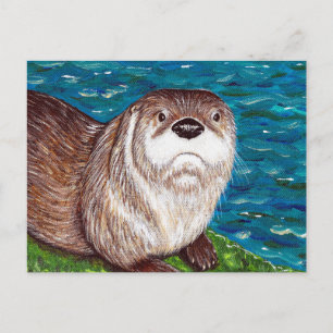 Carte Postale Peinture Cheeky River Otter