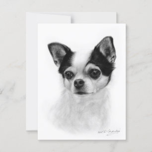 Carte Postale Peinture Chihuahua primée "Pensive"