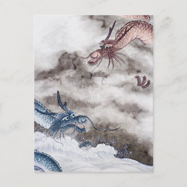 Carte Postale Peinture Chinoise Traditionnelle, Année Du Dragon  (Devant)