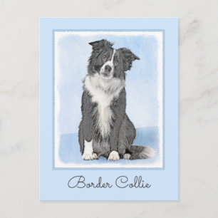 Carte Postale Peinture Collie Bordure - Joli art original chien