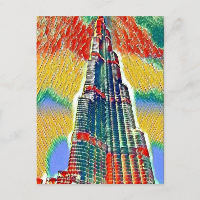 Carte Postale Peinture colorée Burj Khalifa (Devant)