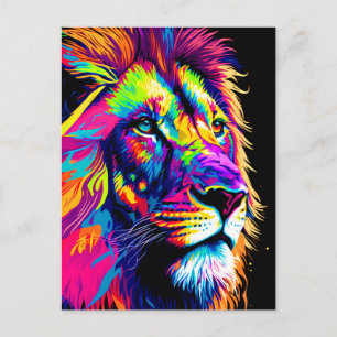 Carte Postale Peinture Colorée de Lion