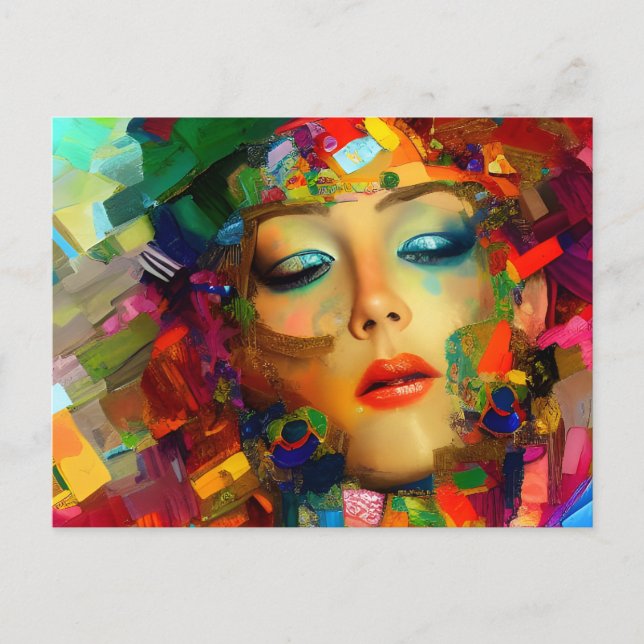 Carte Postale Peinture couleur femme (Devant)