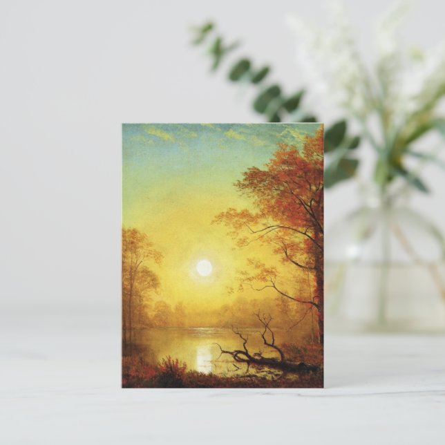 Carte Postale Peinture d'Albert Bierstadt, Lever de soleil, (Debout devant)