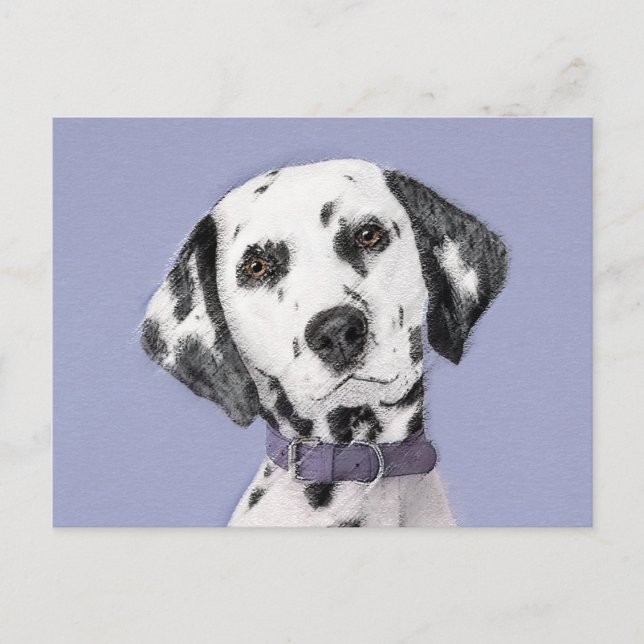Carte Postale Peinture Dalmatienne - Beau art original de chien (Devant)