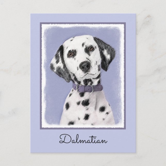 Carte Postale Peinture Dalmatienne - Cute Original Chien Art (Devant)