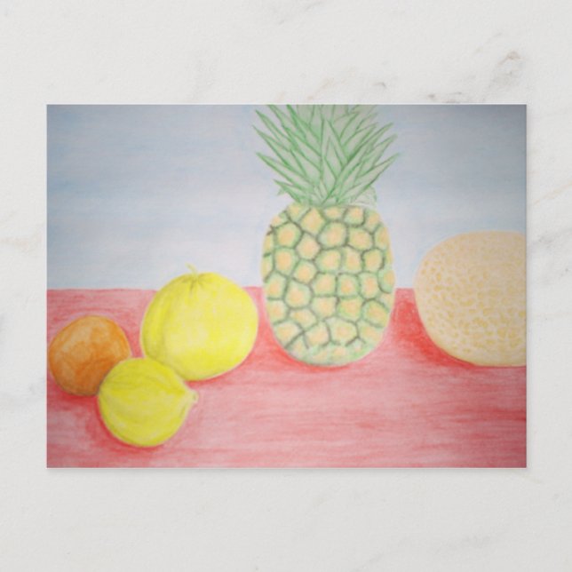 Carte Postale Peinture d'ananas avec des fruits (Devant)