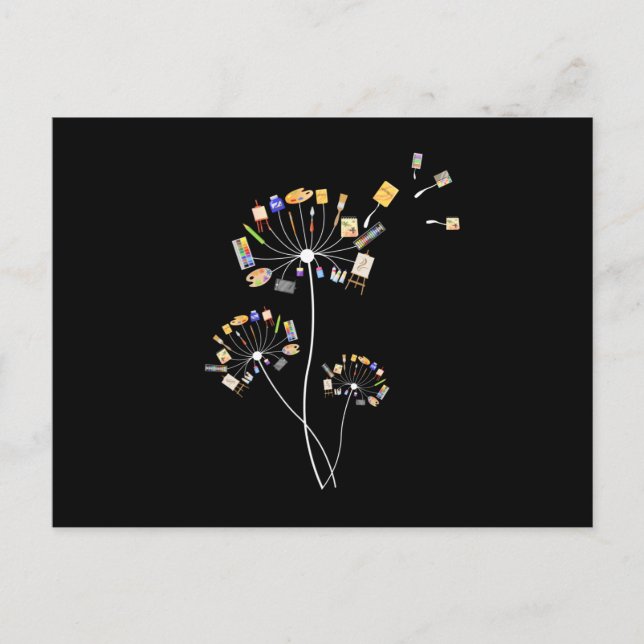 Carte Postale Peinture Dandelion Cadeau Pour Les Amateurs De Pei (Devant)