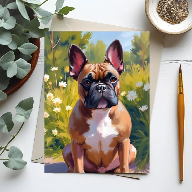 Carte Postale Peinture d'animal de compagnie Bouledogue français (Créateur téléchargé)