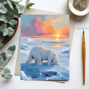 Carte Postale Peinture d'animal d'hiver d'ours polaire