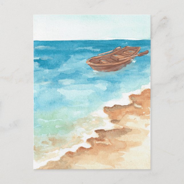 Carte Postale Peinture d'aquarelle bleu mer (Devant)