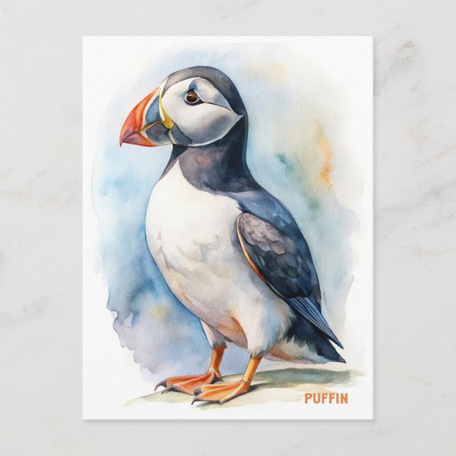 Carte postale Peinture d'aquarelle d'oiseau de Puf (Devant)