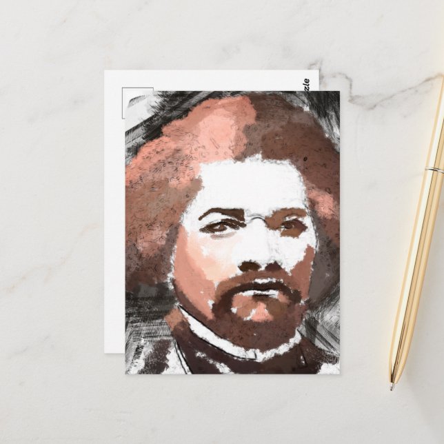 Carte Postale Peinture d'aquarelle en or Frederick Douglass (Devant/Arrière en situation)