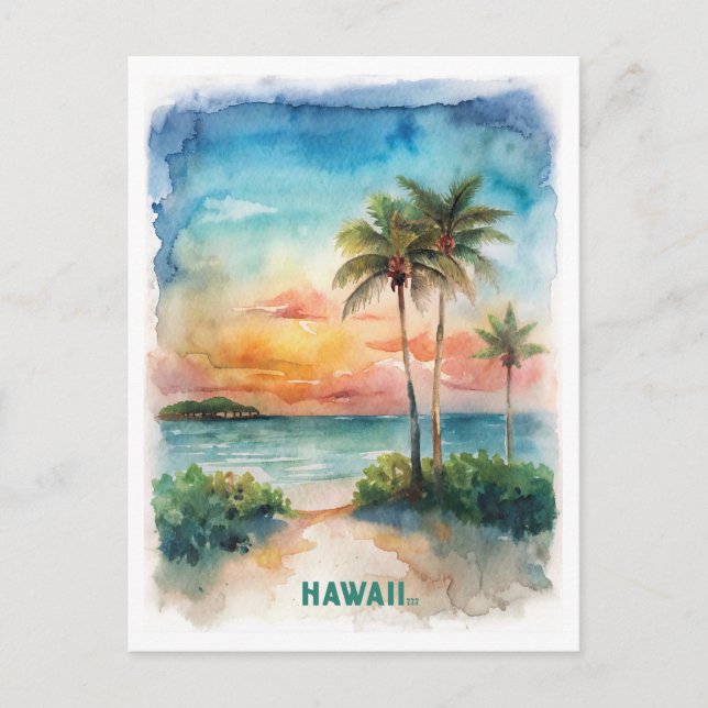 Carte Postale Peinture d'aquarelle Hawaii (Devant)