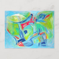 Peinture d'art moderne Expressive Vert et Bleu