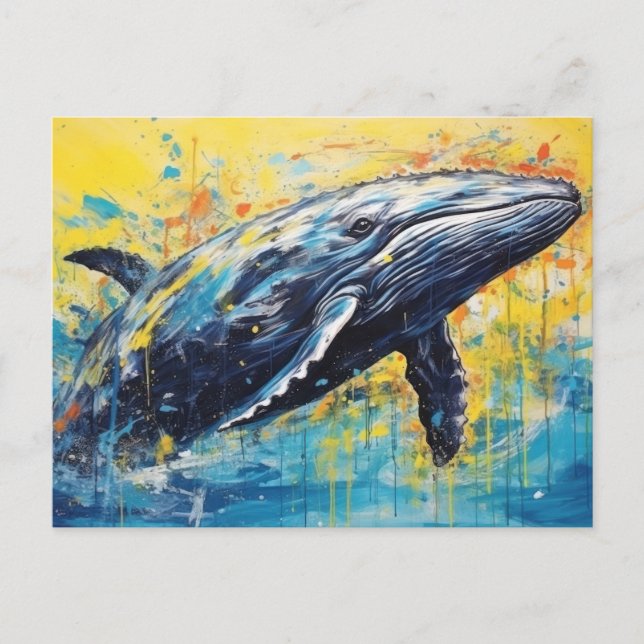 Carte Postale Peinture de baleine d'art moderne (Devant)