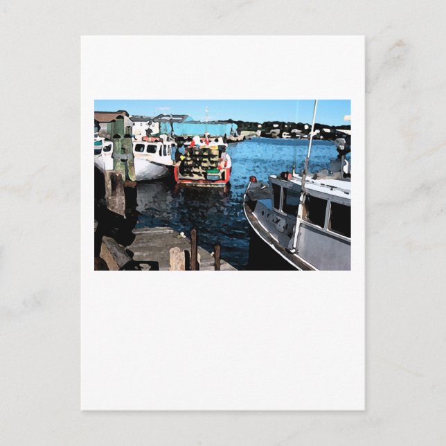 Carte Postale Peinture de bateaux de pêche (Devant)