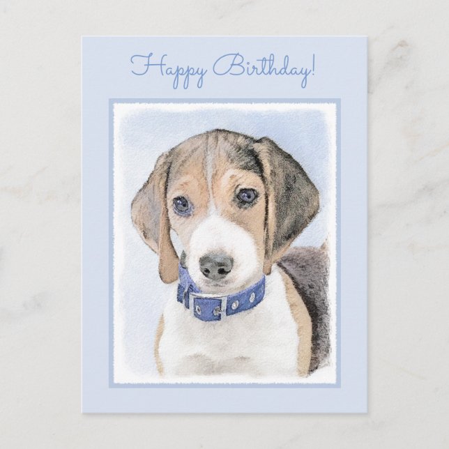 Carte Postale Peinture de Beagle - Art original de chien mignon (Devant)