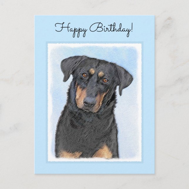 Carte Postale Peinture de Beauceron - Cute Original Chien Art (Devant)