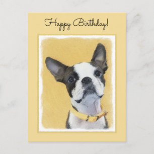 Carte Postale Peinture de Boston Terrier - Art de chien original
