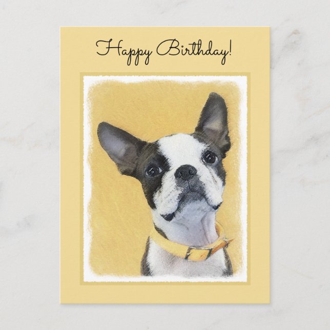 Carte Postale Peinture de Boston Terrier - Art de chien original (Devant)