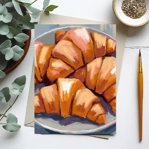 Carte Postale Peinture de boulangerie fraîche de croissants