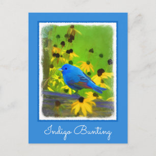 Carte Postale Peinture de Bunting Indigo - Art original pour ois