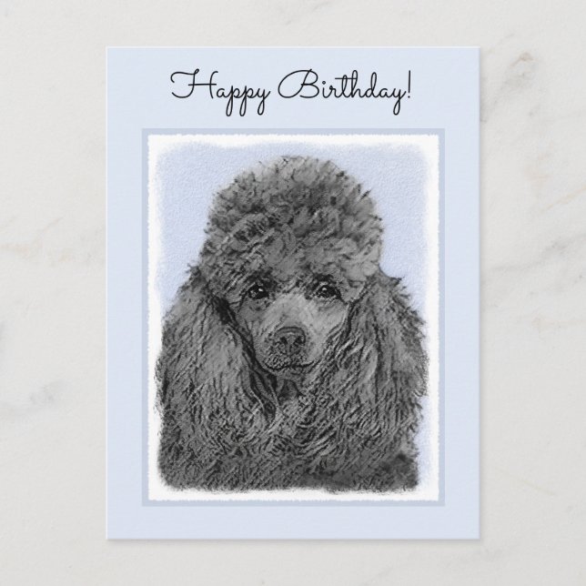 Carte Postale Peinture de caniche Miniature Jouet noir Art origi (Devant)