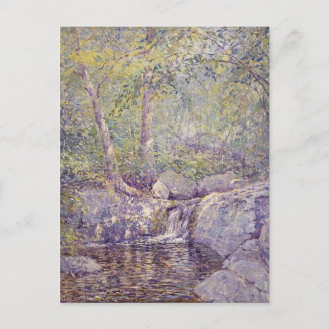 Carte postale Peinture de cascade de forêt (Devant)