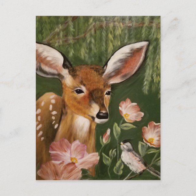 Carte Postale Peinture de cerfs (Devant)