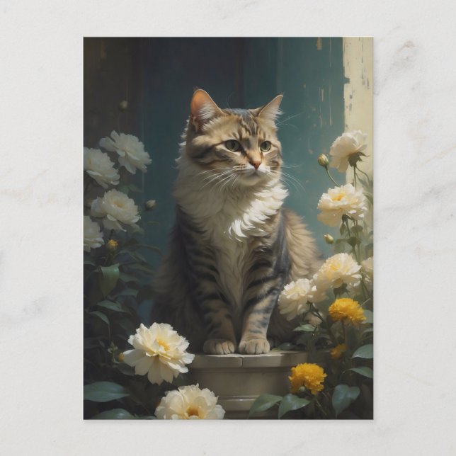 Carte Postale peinture de chat (Devant)
