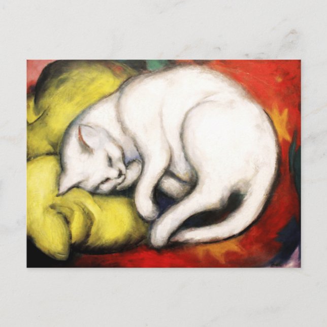 Carte Postale Peinture de Chat Blanc de Franz Marc (Devant)