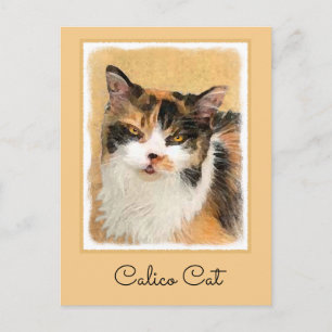 Carte Postale Peinture de chat Calico - Cute Original Cat Art