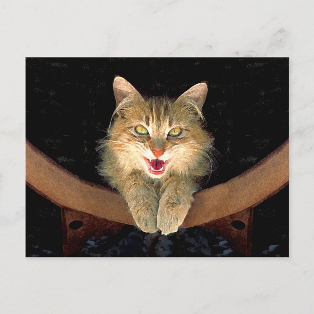 Carte Postale Peinture de chat Mad - Cute Original Cat Art (Devant)