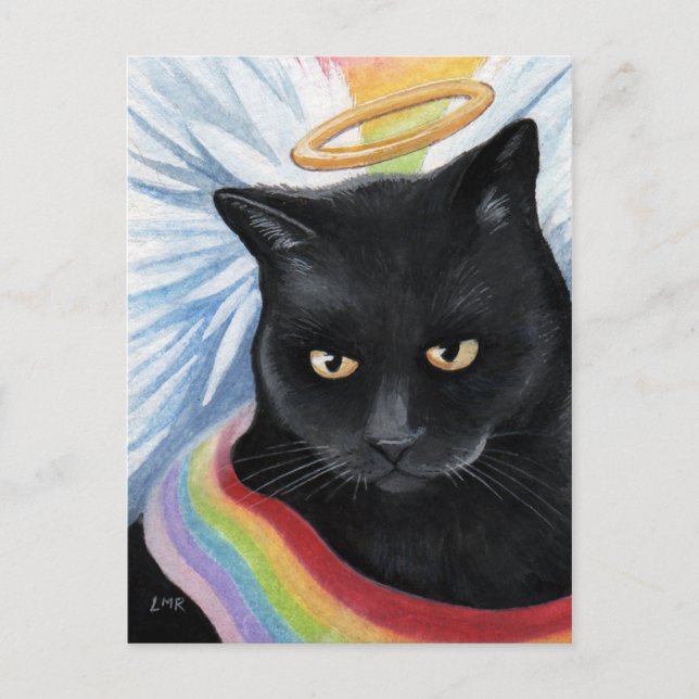 Carte postale Peinture de chats Angel Fin Arc-en-c (Devant)