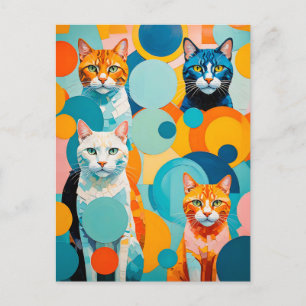 Carte Postale Peinture de chats cubistes vifs