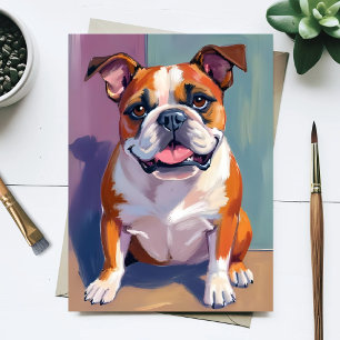 Carte Postale Peinture de chien bouledogue de compagnie aquarell