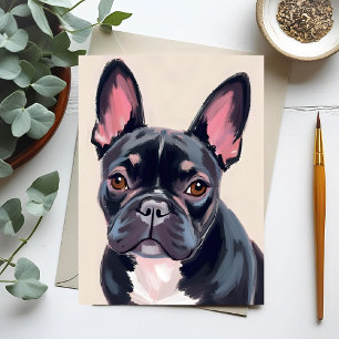 Carte Postale Peinture de chien Bouledogue Français