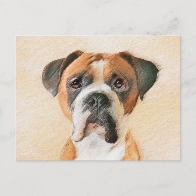Carte Postale Peinture de chien Boxer originale non rognée, Art  (Devant)
