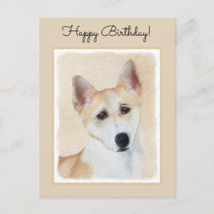 Carte Postale Peinture de chien Canaan - Art original de chien m